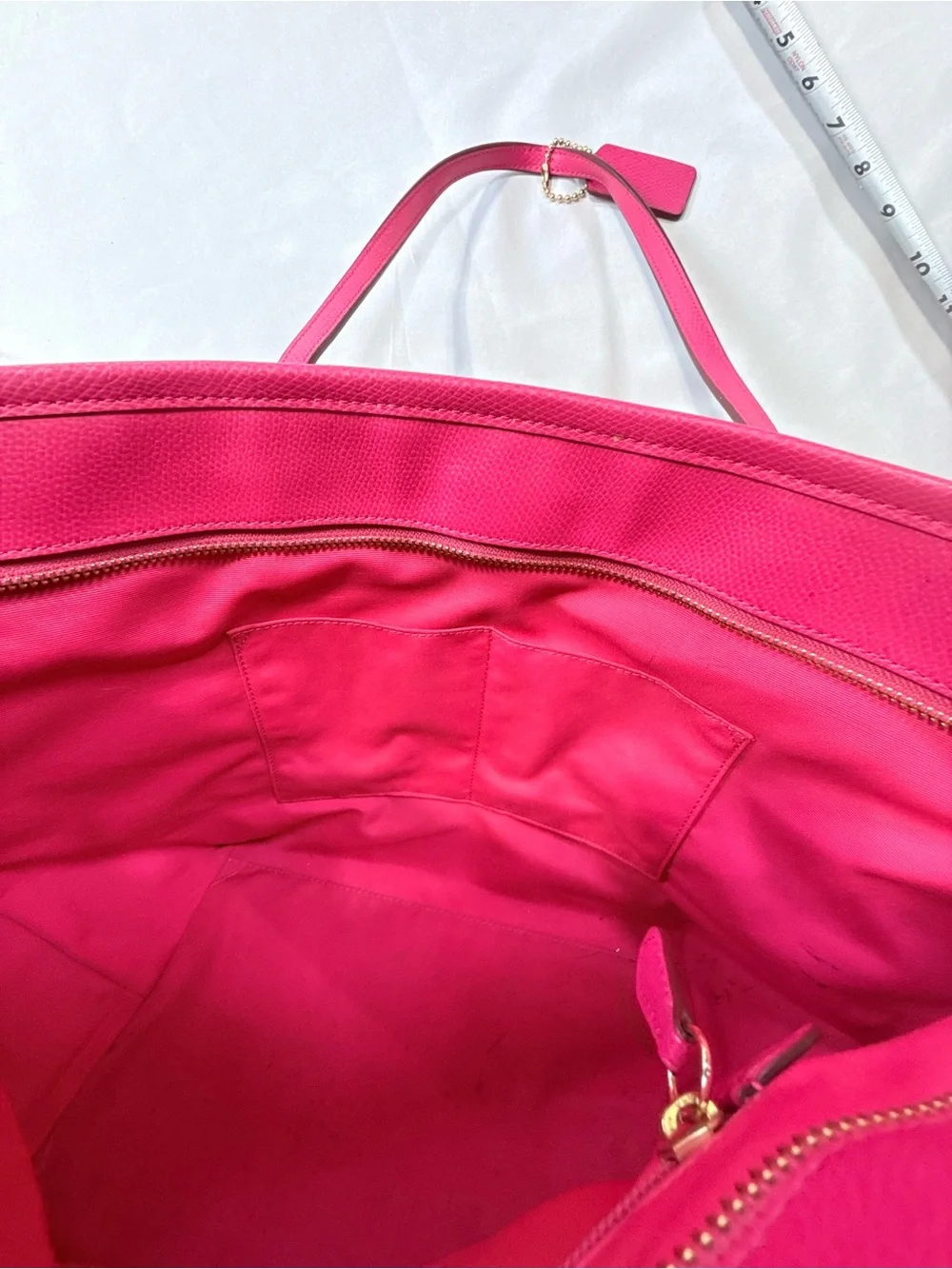 Coach Fuchsia Leather Tote with Gold Hardware